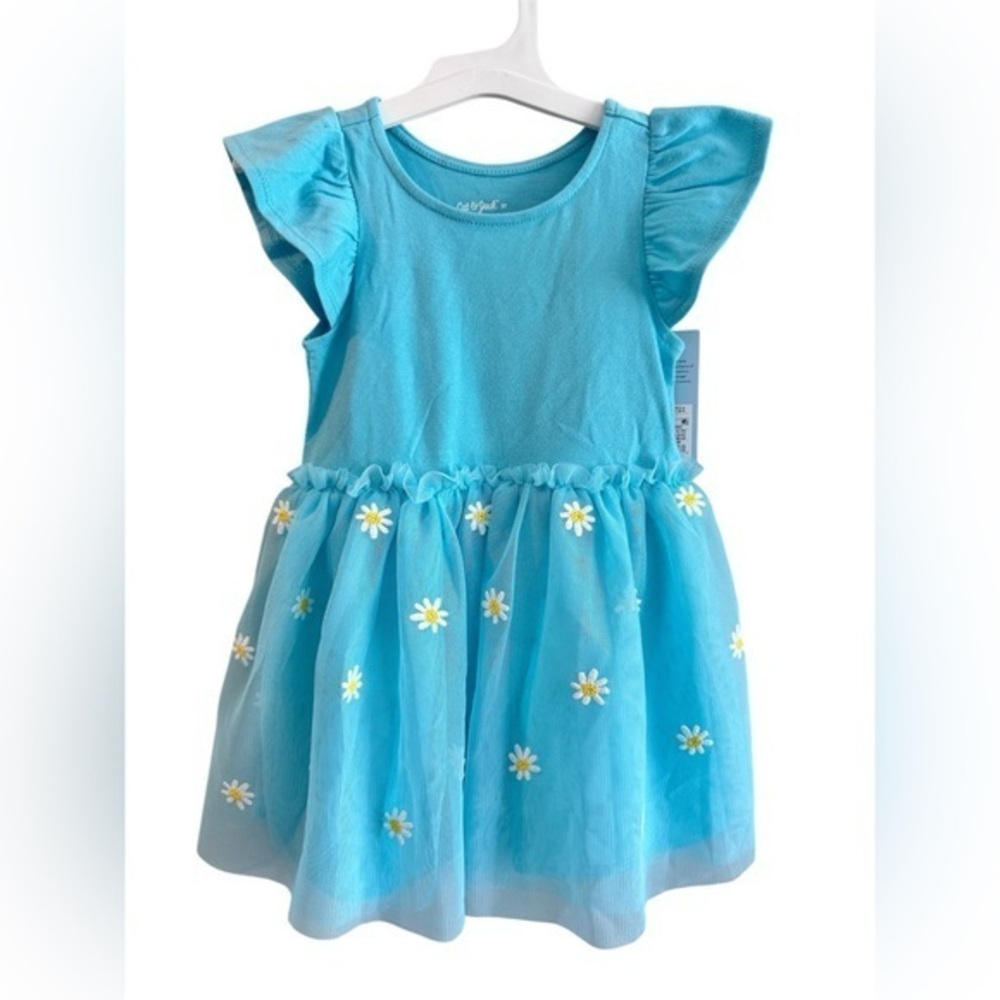NWT 2T cat and Jack target blue daisy tulle embroidered dress flutter sleeve